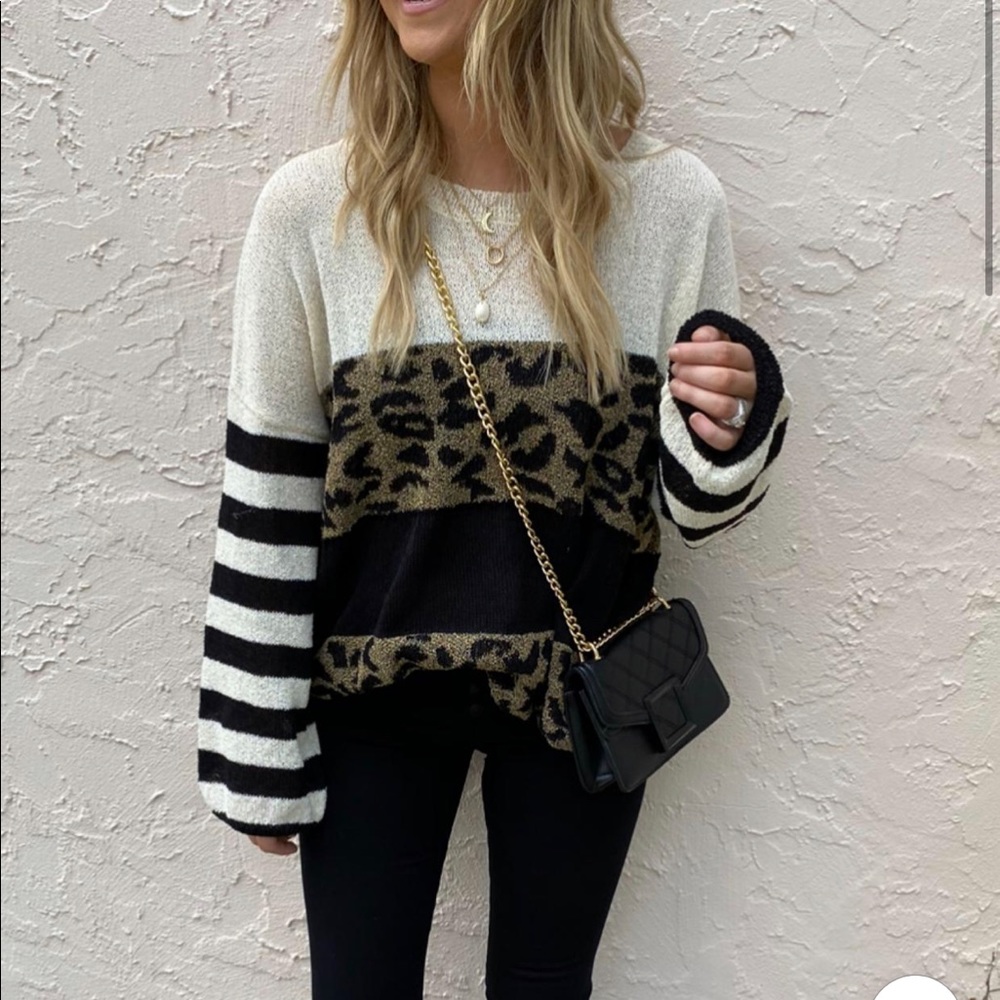 Leopard Striped Sweater